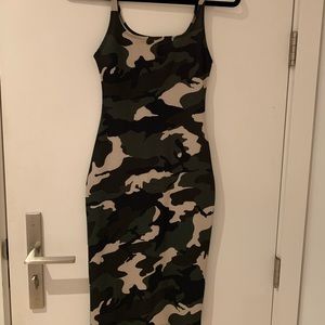 Camo Print Long Bodycon Dress